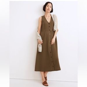 Madewell Lightspun Button-Front Tank Midi Dress